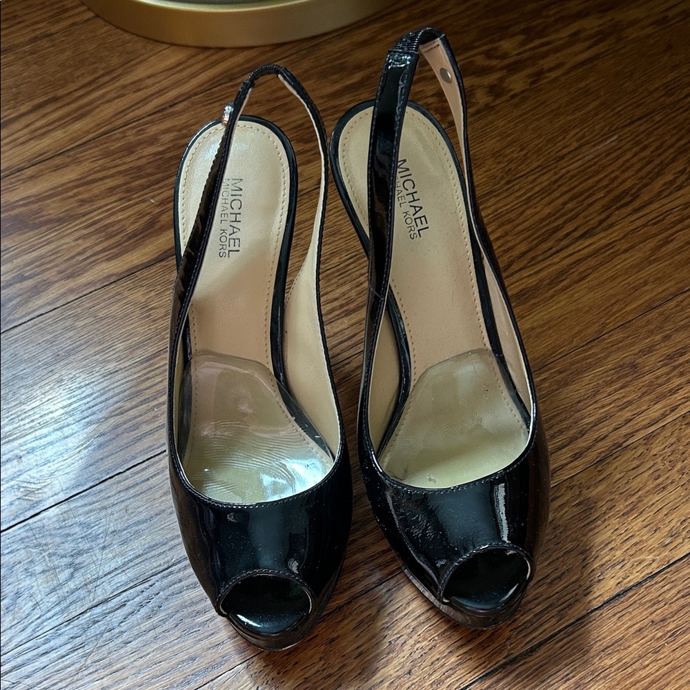 Michael Kors Black Patent Slingback Heels